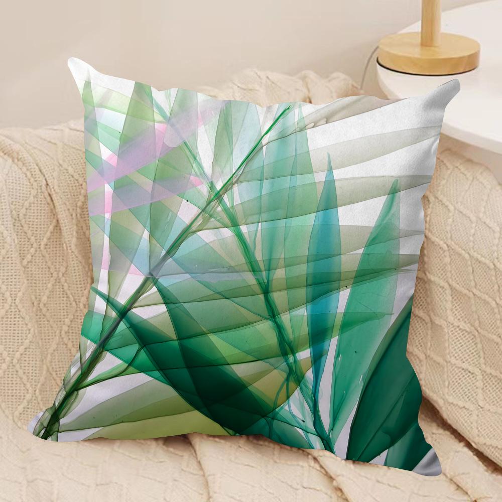 Modern Green Plants Cushion Cover Pillowcase Ultra Soft Skin Friendly Fabric Cloud Like Comfort Concealed Zipper