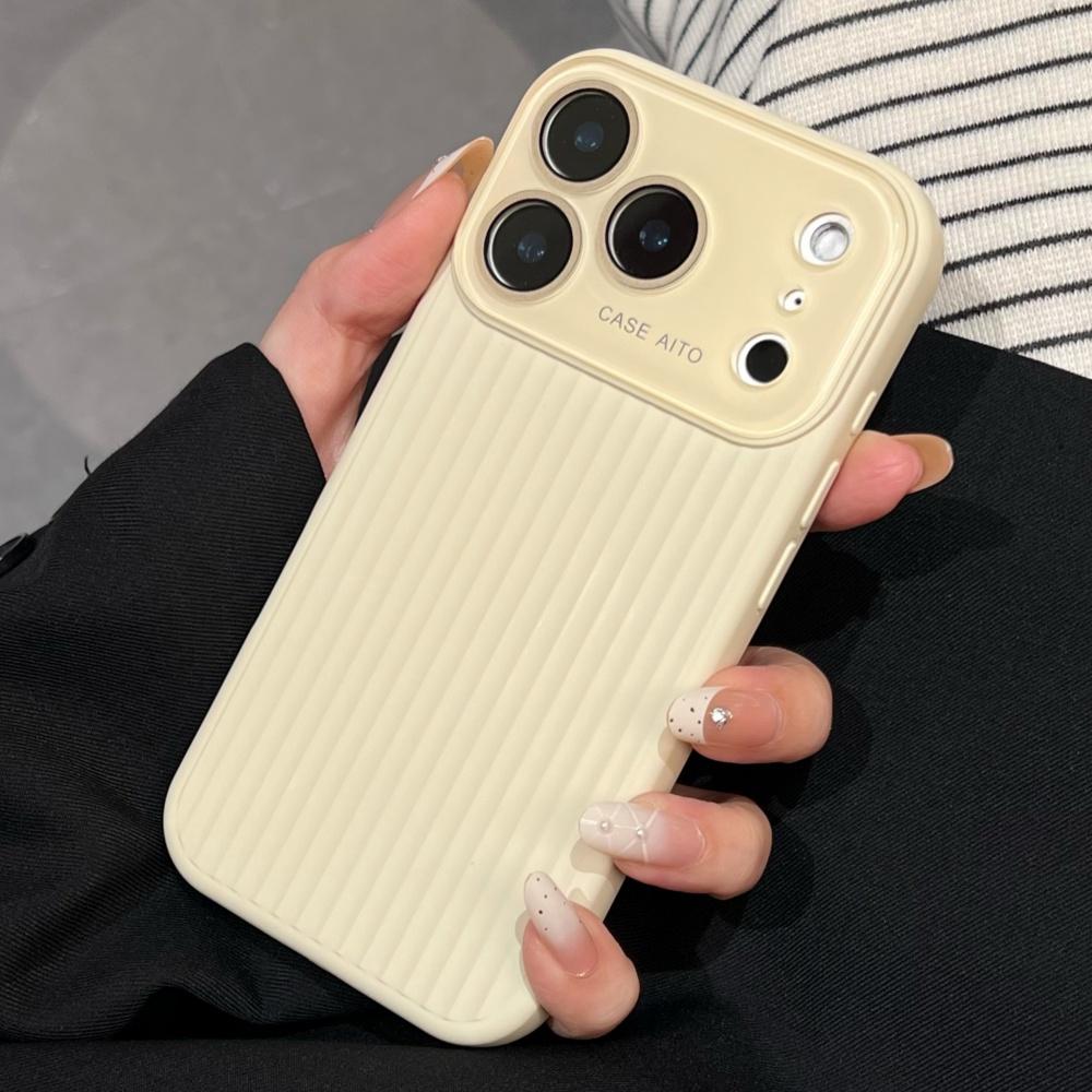 Чехол для телефона со полосатым гофрированным узором для iPhone 17 Air 16 15 14 13 12 Pro Max Защита стеклянной линзы Ударопрочный бронированный чехол