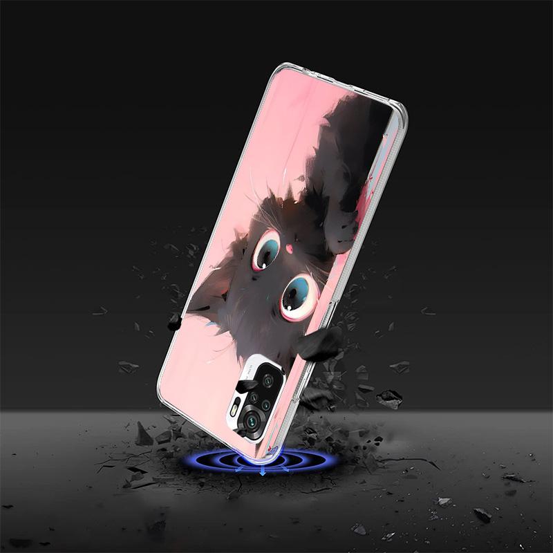 Аниме Милый Черный Кот Мяу Чехол Для Телефона Для Xiaomi Redmi Note 15 14 13 12S 12 Pro Plus 11S 11E 11 11T 10S 10 Арт Мягкий Чехол С Рисунком