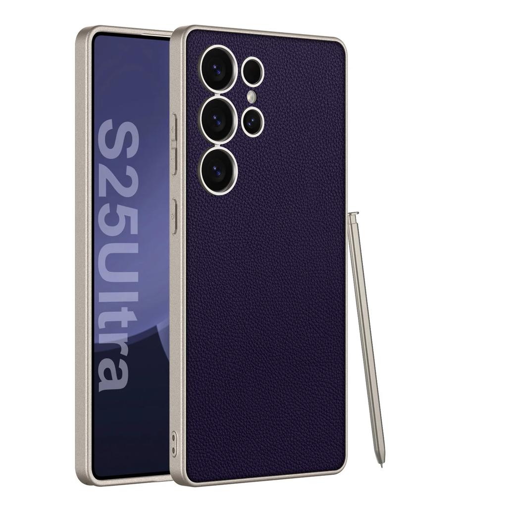 Чехол для телефона из металлической лакированной кожи для Samsung Galaxy S23 S24 S25 Ultra Hard PC Shell Luxury Skin S25Ultra Protective Cover