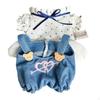 2Pcs Doll Clothes, Suspender Pants T Shirt Set Costume for 15cm Plush Duck Dolls Dress Up