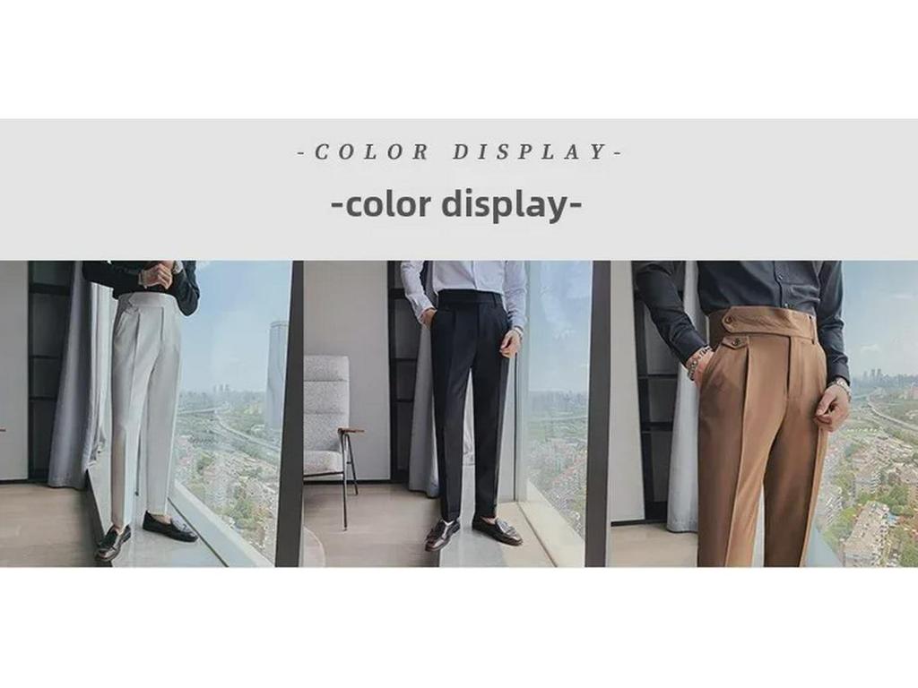 Мужские узкие брюки в британском стиле с высокой талией, идеально подходящие для весенних и осенних тенденций