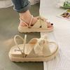 Fashion New Style Fairy Style Lady Summer Slippers Thick Platform Flat Sandals with Butterfly-Knot Summer Flip Flops Sandals Women Shoes