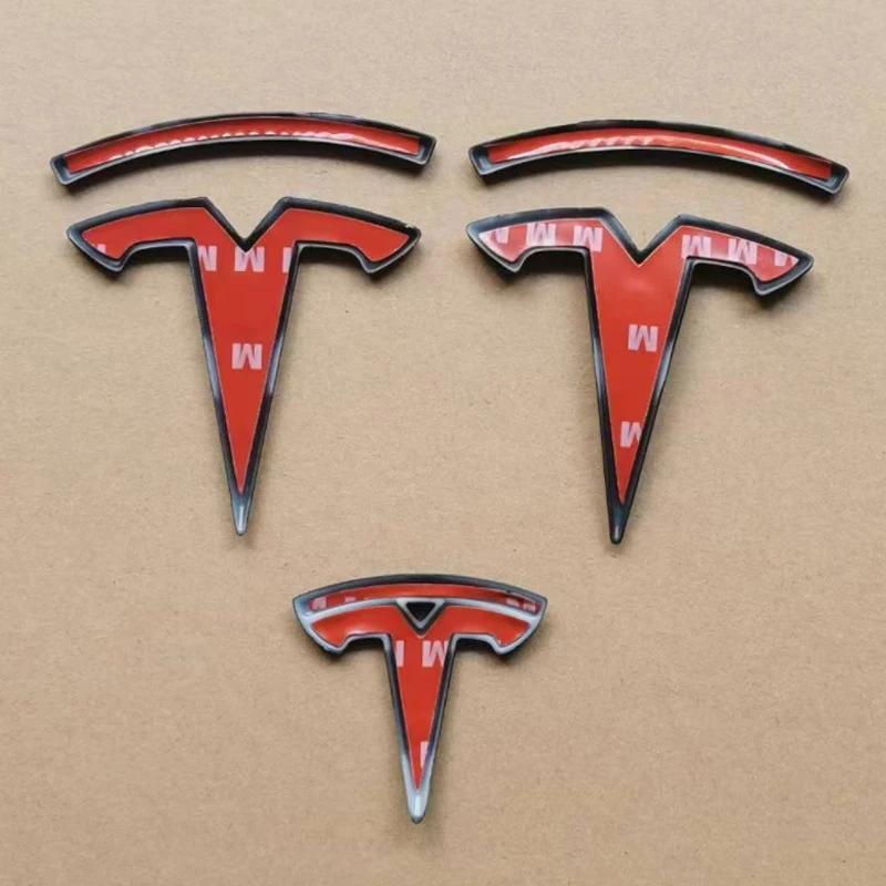 ДЛЯ Tesla Model 3 Model Y ABS Накладка-наклейка на автомобиль Крышка переднего капота Эмблема Рулевое колесо Задний значок багажника Модифицированное украшение