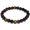 [Shinjuku Gin No Kura] 8mm Tri-Color Tiger Eye Mix Bracelet, Approximately 19.5cm Long (Men's LL Size), Natural Stone Power Stone Bracelet