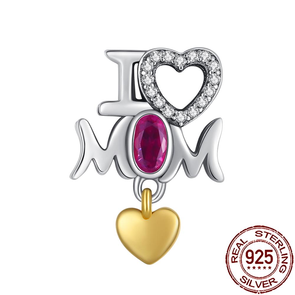 New Charms 925 Silver Sister Daughter Mum Mother Family Love Heart Beads Fit Origina Bracelet Necklace DIY Jewelry