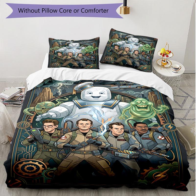 3pcs Duvet Cover Set (1*Duvet Cover + 2*Pillowcase, Without Core), Ghostbusters Print Soft All‑Season Bedding Set, Home Bedroom Decor Gift