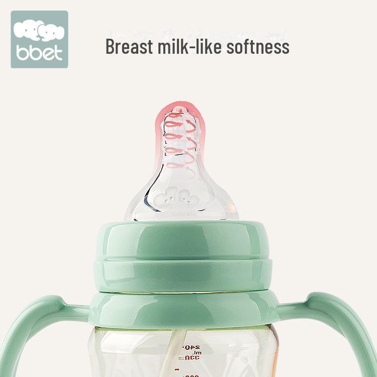 Детская бутылочка Baohui Babixiang с широким горлом из PPSU, ручкой и трубочкой