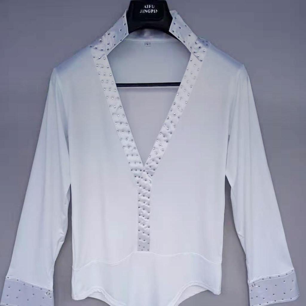 XISAA Мужская рубашка с длинным рукавом для латиноамериканских танцев