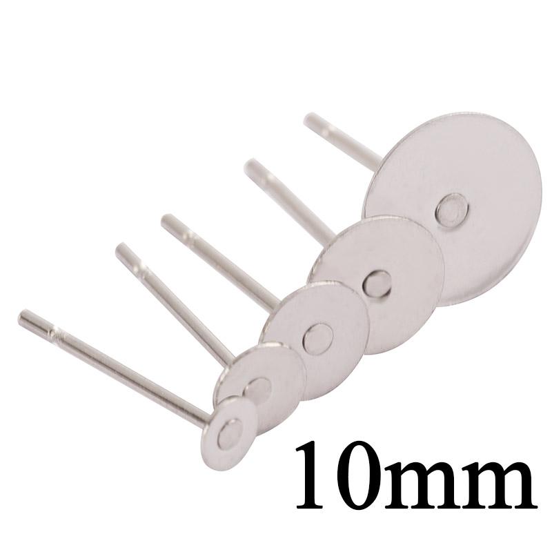 100pcs/lot Stainless Steel Blank Post Earring Studs Pins Steel Flat Round Tray Base for Earring Jewelry Findings Supplies DIY