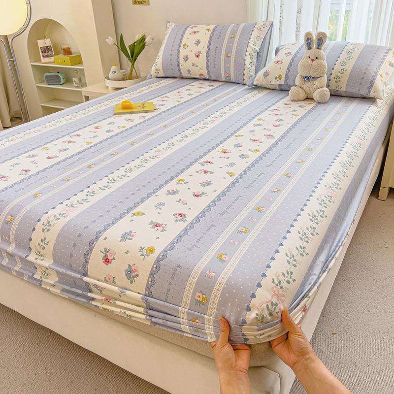 Pure Cotton Bedsheets Skin-friendly Fitted Sheet Cartoon Style Bed Linen Queen Size Bed Cover sabanas (Pillowcase Need Order)