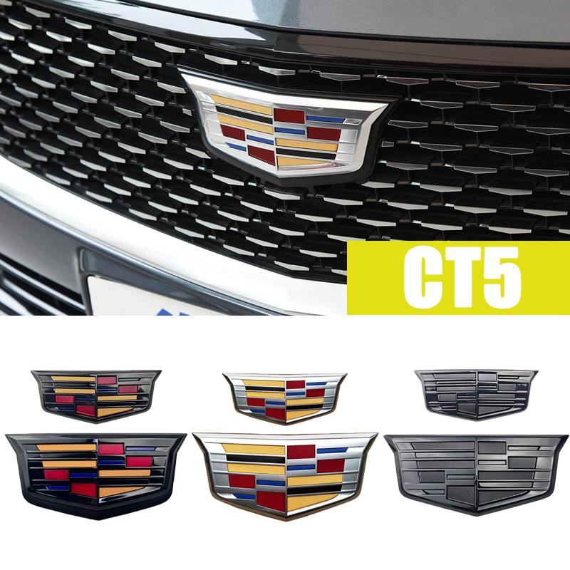2 шт. Эмблема CT5 для Cadillac Наклейки на задний багажник Автоаксессуары для тюнинга Логотип автомобиля ABS Передняя решетка Внешний стайлинг