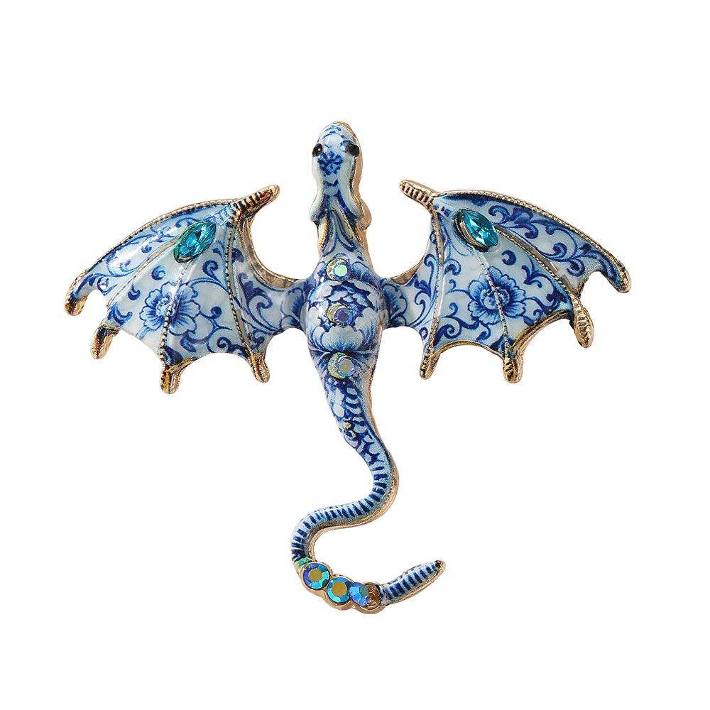 Zinc Zinc Zinc Alloy Crystal Wing Dragon Pin Colorful Rhinestone Animal Dragon Brooch  Daily Wear
