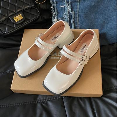 2025 толстый каблук высокие каблуки сказочные туфли осень французские женские туфли неглубокий носок новые Мэри Джейн одинарные туфли женственность