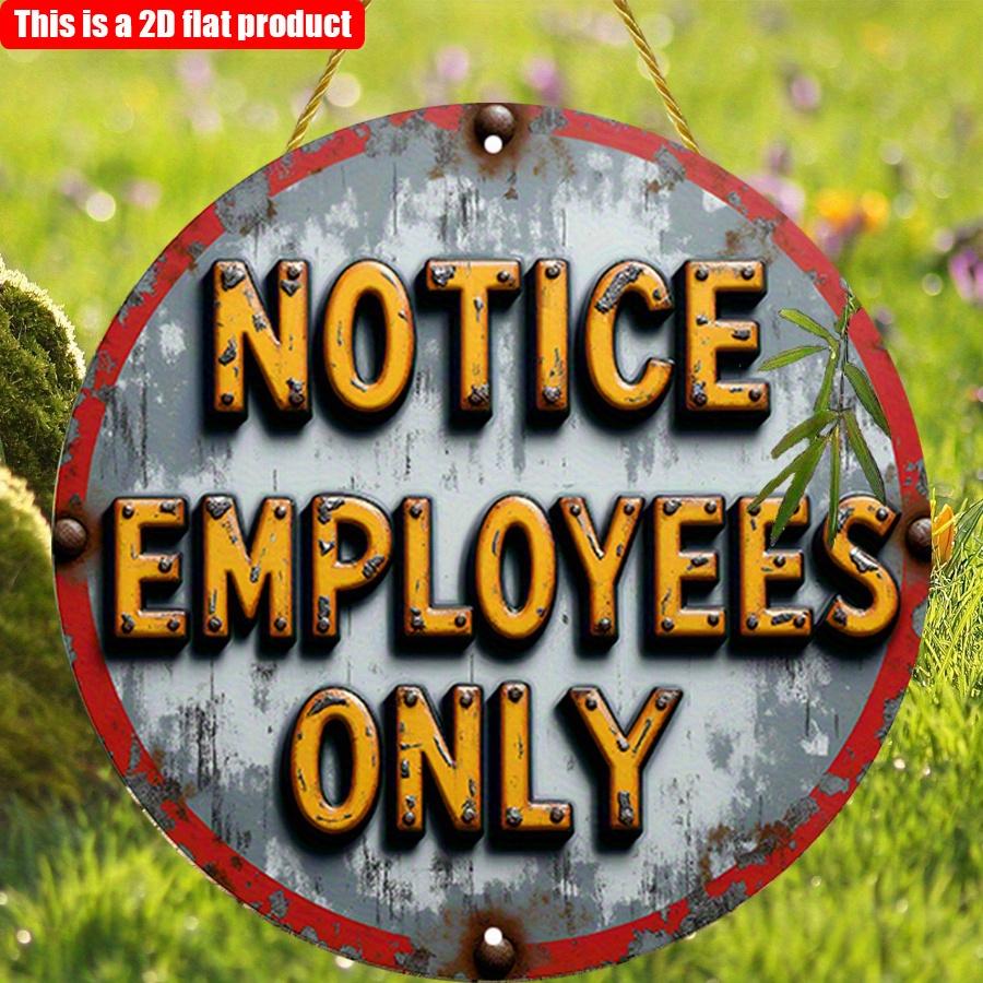 2D Flat 20*20cm1pc Notice Employees Only Warning Round Company Sign, Orange&gray Vintage Wall Art Pendant, Weathered Surface Design Warning Plate