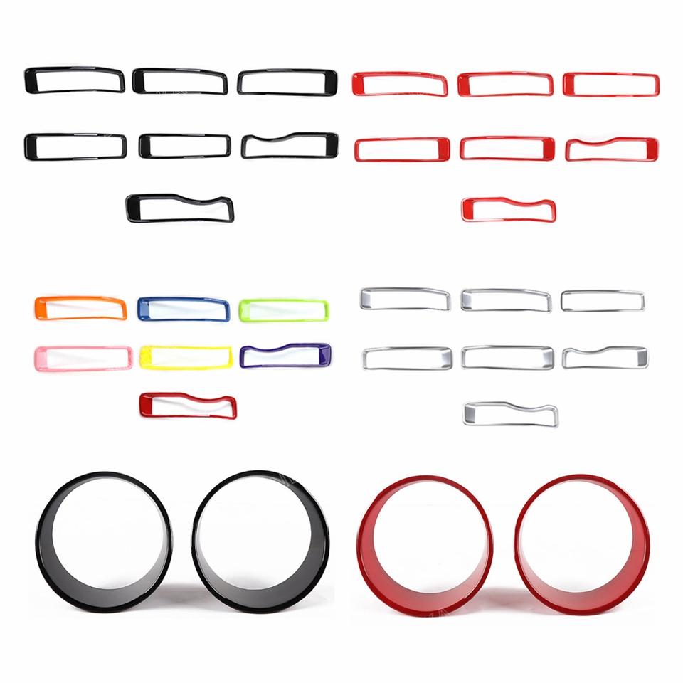 SHINEKA ABS Car Exterior Front Headlight Lamp & Racing Front Grille Decoration Cover for Jeep Wrangler JL Gladiator JT 2018 Up