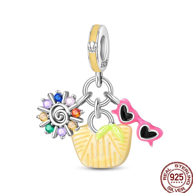 Медный пляж Океанский отпуск Напиток Шарм Морская звезда Бусины Подходят для Пан Оригинальный браслет Сделай сам Праздничные украшения Подарок