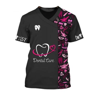 Футболки для стоматологов, женская футболка с круглым вырезом, персонализированная униформа для медсестер, 3D принт, с короткими рукавами, большая женская повседневная женская одежда