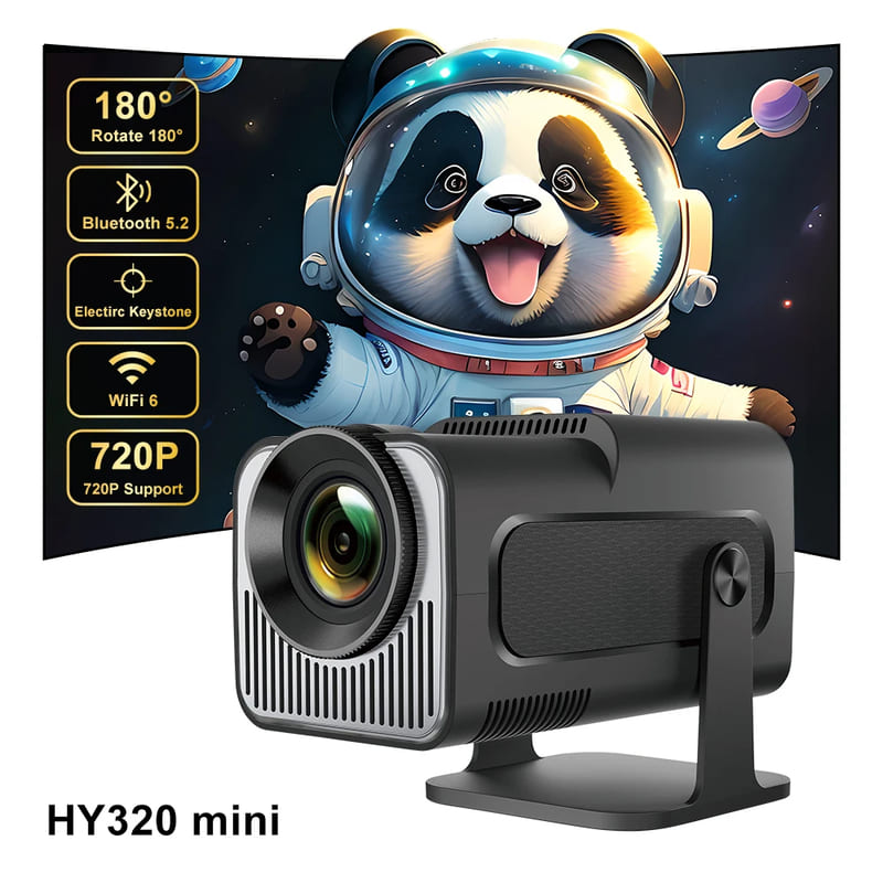 HY320 Mini Projector 720P Freestyle WIFI BT5.0 Cinema Outdoor Portable 4K Via HD 180° Rotable For SAMSUNG XiaoMi Android iPhone