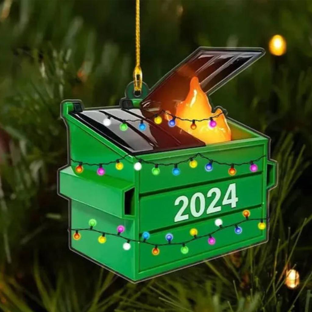 Плоский акриловый 2024 мусорный бак огонь украшения, забавные украшения для дома