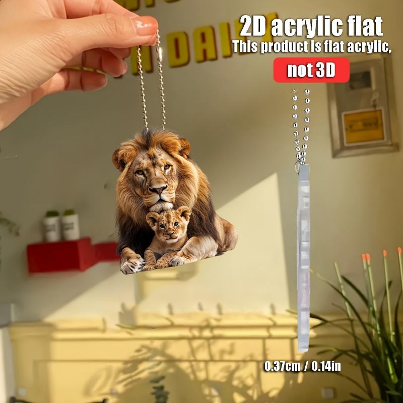 2D плоская акриловая подвеска с двойным львом - украшение для дома и автомобиля, аксессуары для рюкзака, брелок-шарм, идеальный подарок для любителей животных