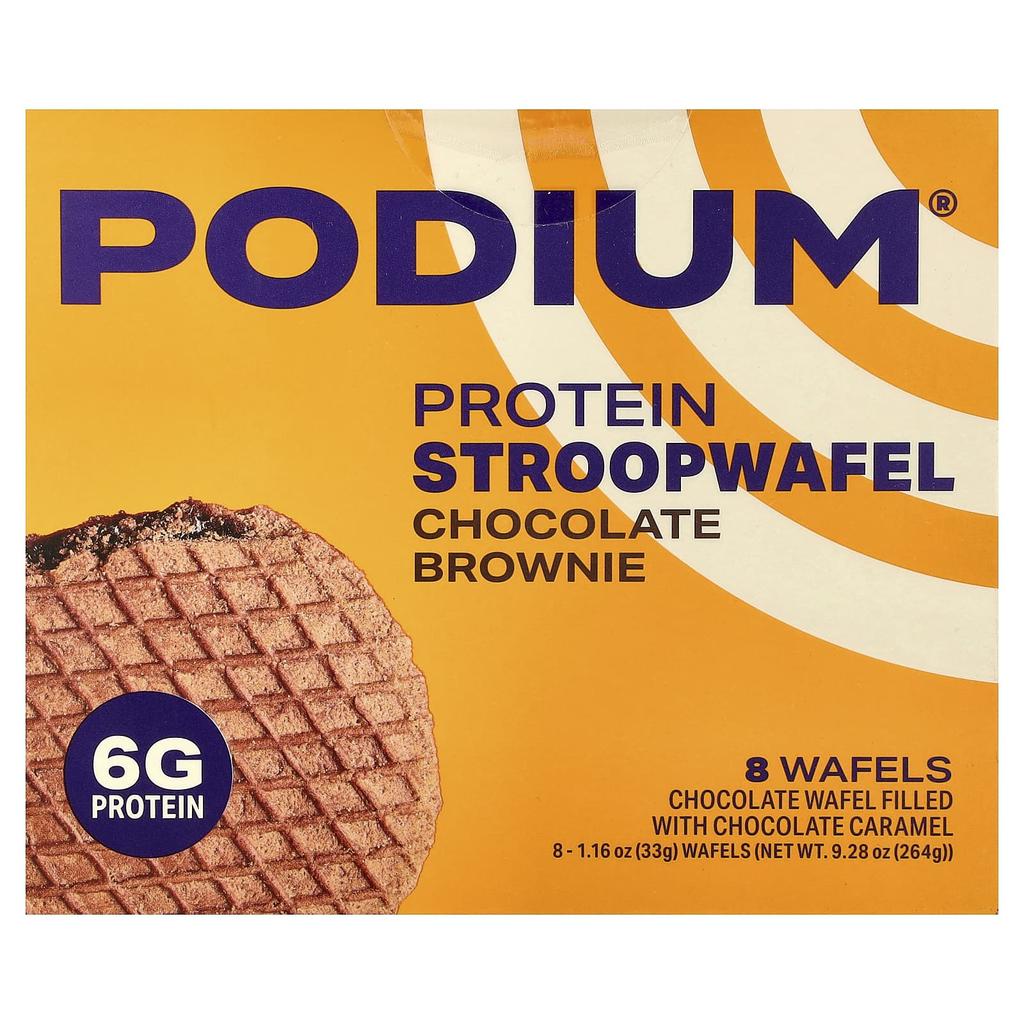 Podium Nutrition, Protein Stroopwafels, Chocolate Brownie, 8 Waffles, 33g (1.16oz) Each