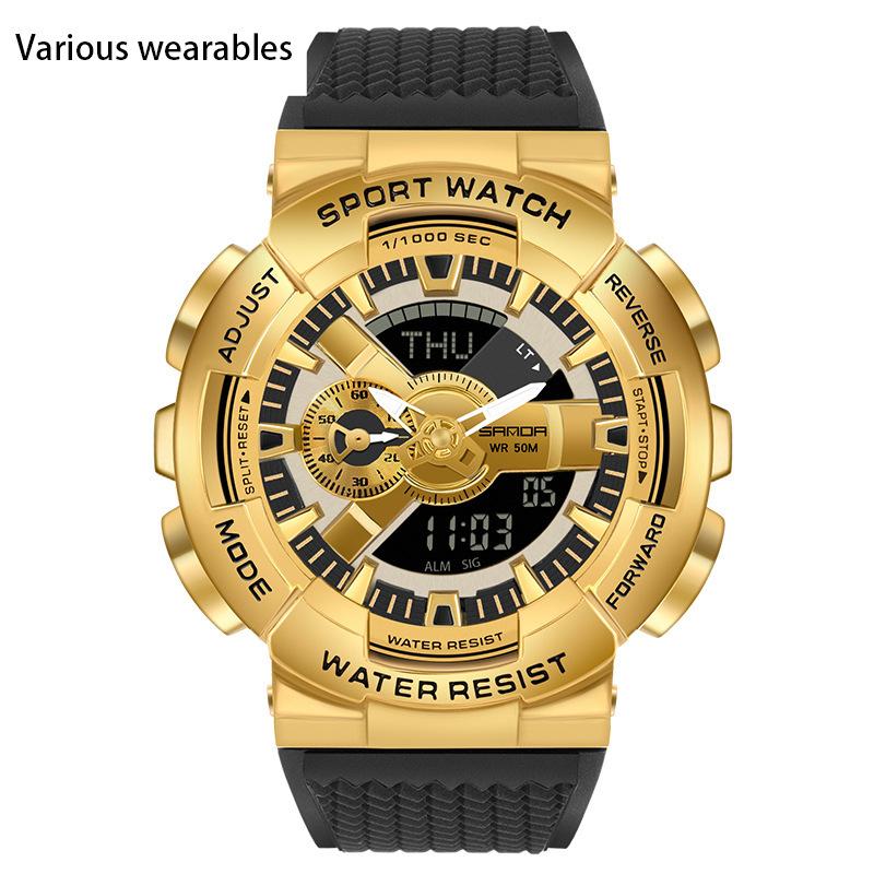 С функцией подсветки руки Творческая личность Мужские Двойной Дисплей Синхронный Механизм Электронные Часы