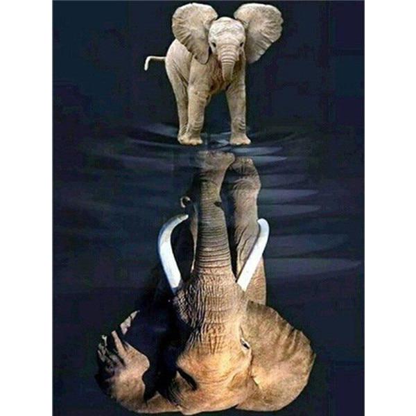 DIY Алмазная вышивка Отражение воды 5D Полный круг Алмазная картина Современное животное Вышивка крестом