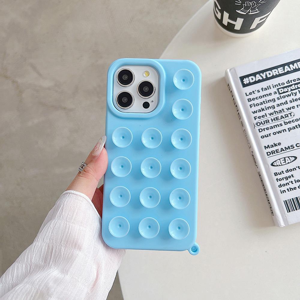 Suction Cup Soft Silicone Phone Case For iPhone 11 13 16 12 14 Pro 15 Pro Max Plus Anti-Slip Shockproof Bumper Candy Color Cover