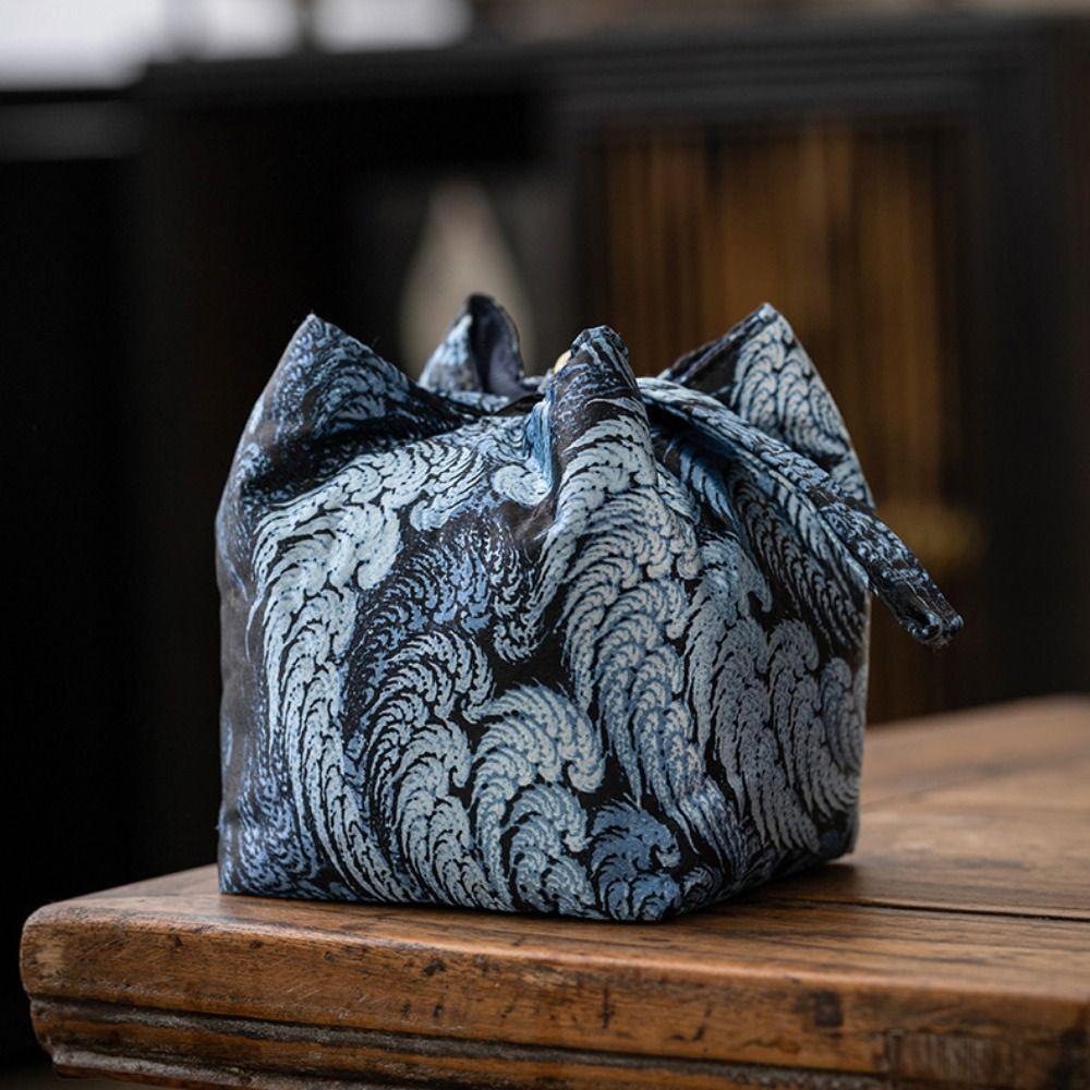 Сумка для хранения чайной посуды в китайском стиле, ударопрочная вышитая сумка в стиле ретро для небольших предметов, дорожная сумка