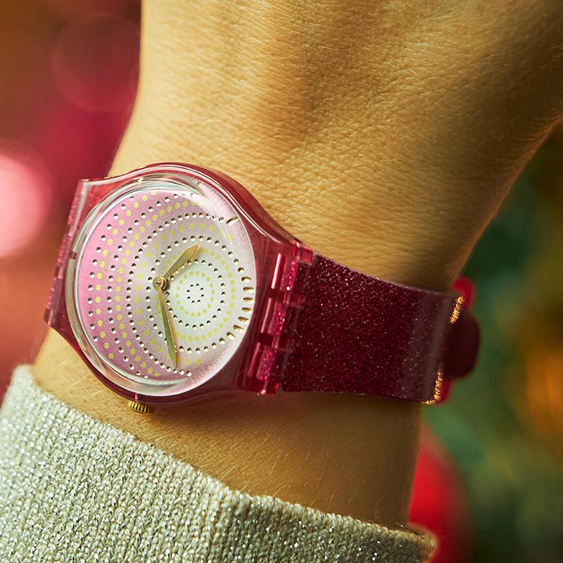 Swatch Gent Series Quartz Movement 30M Water Resistant Watch 34X39.2Mm Floral Dial Plastic Case Silicone Strap Women watches GP169