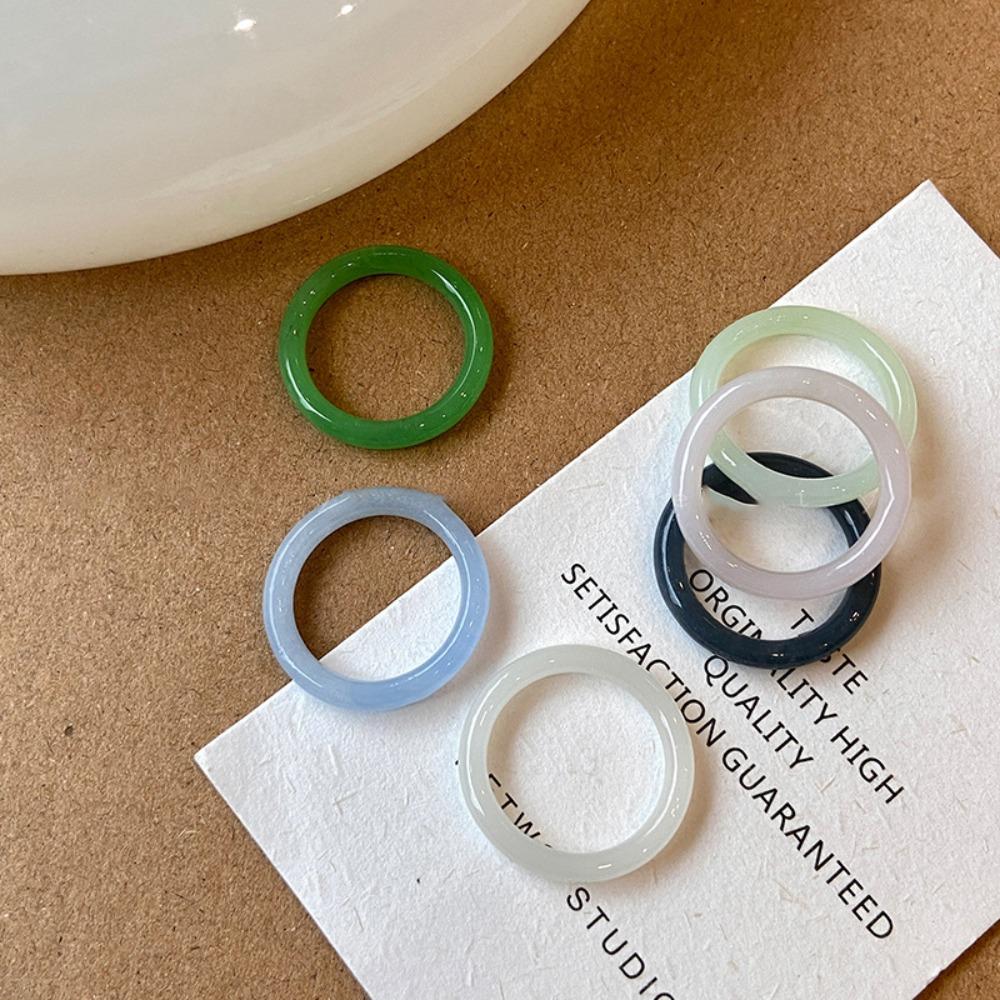 Plastic Acetic Acid Finger Ring Round Imitation Rings Vintage Korean Style Accessories Women