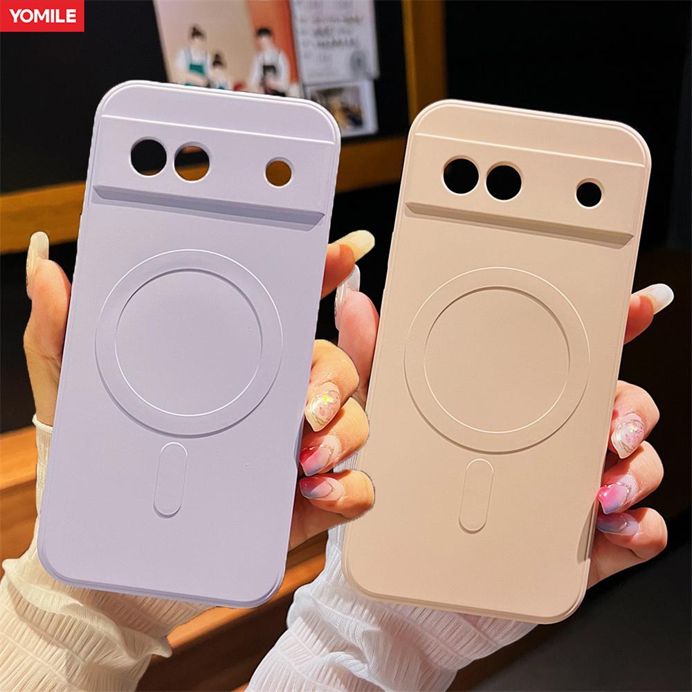Магнитный бампер-чехол из жидкого силикона для Google Pixel 8A Pixel7A Оригинальный Для Magsafe Беспроводная зарядка Матовый Ударопрочный Чехол