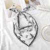 Fashion Butterfly Print Women's Turban Summer Lace Transparent Triangular Scarf Girl Silk Scarf Trendy Bandana Hair Accessories