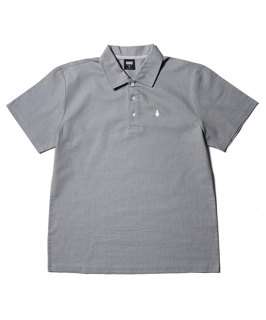 GAKKAI UNIONS Linen Short Sleeve Collared T-Shirt Gray