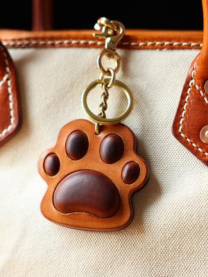 Винтажный брелок в виде кошачьей лапки, ручная работа, шарм для сумки из натуральной кожи, милый брелок-аксессуар из коровьей кожи высшего качества