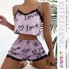 Sexy Floral Pajama Set Women's 2 Pieces Sleepwear Pyjamas Silk Satin Cami Top and Shorts Pajamas Summer Pajamas Set for Women