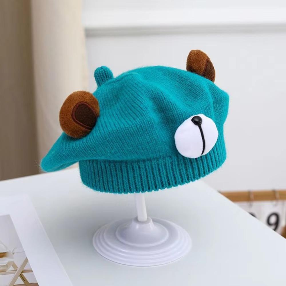 Red Artist Painter Cap Cute Cartoon Autumn Winter Hat New Knit Warm Bonnet