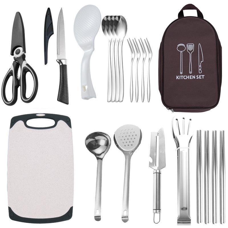Portable Outdoor Tableware Set Picnic Knives Kitchenware Picnic Supplies Complete Camping Equipment for Camping