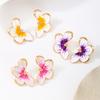 2026 New Trendy Pink Gradient Drip Oil Flower Stud Earrings for Women Temperament Metal Butterfly Earrings Fashion Jewelry Gifts