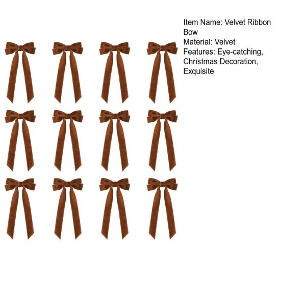 12 шт. Рождественские бархатные банты, деревенские винтажные бархатные ленточные банты для DIY поделок, упаковки подарков, гирлянды для елки, венка, рождественского украшения