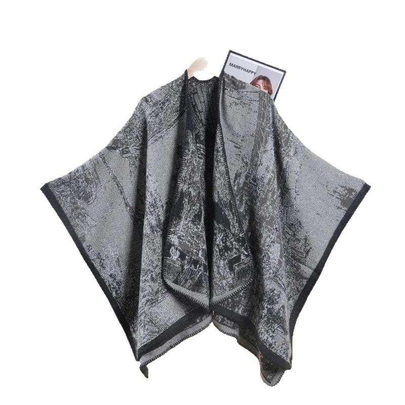 New Oriental Aesthetic Ink Double-sided Thickened Warm Shawl Women's Autumn and Winter Retro Premium Photo Shawl Cape