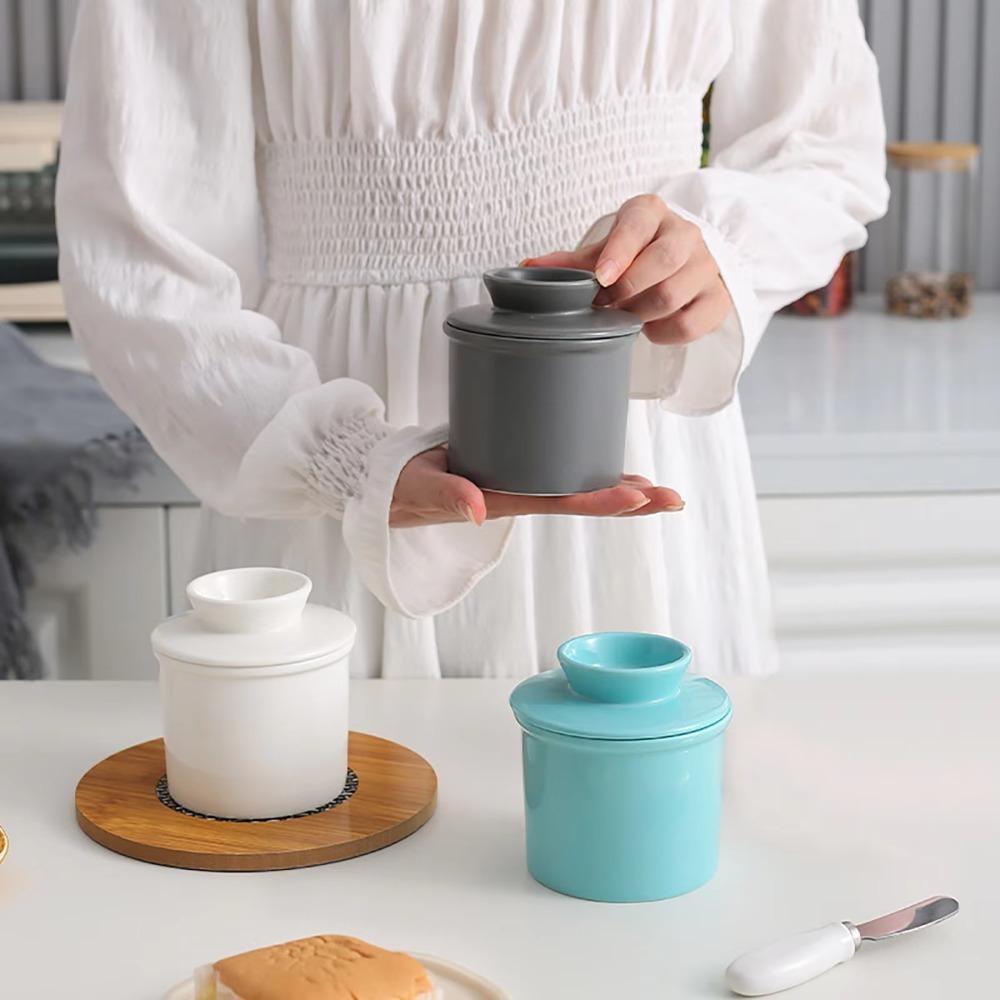 with Lid Butter Cup Ceramic Butter Jar Butter Can Butter Tank Breakfast