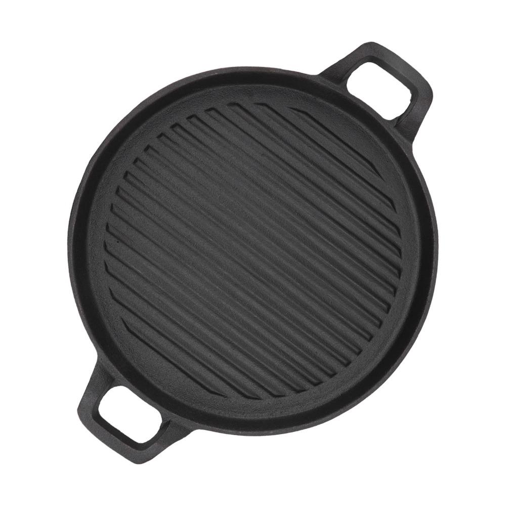 Cast Iron Steak Frying Pan Round Flat Bottom Stovetop Griddle Barbecue Pan Home Kitchen Cooking