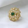 Indian Kundan Women Ring 925 Sterling Silver Handmade Jewelry, Gold Finish Kundan Ring, Statement Women Ring Polki Ring, Moissanite Adjustable Ring