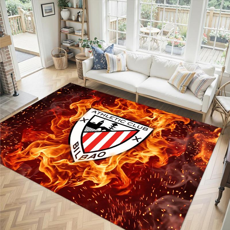 Athletic Bilbao Football Design Crystal Velvet Carpet Cozy Non?Slip Printed Rug For Bedroom Living Room Entrance