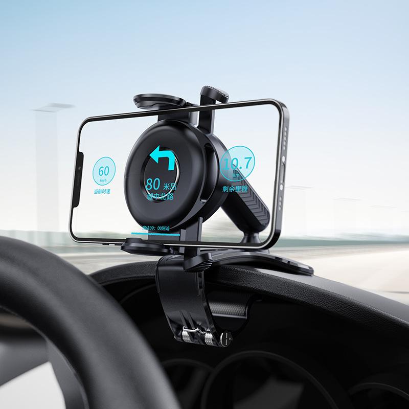 Автомобильный держатель для телефона, вращающийся на 360 градусов, держатель для мобильного телефона на приборную панель автомобиля, подставка с зажимом, подходит для смартфонов с диагональю от 4 до 7 дюймов