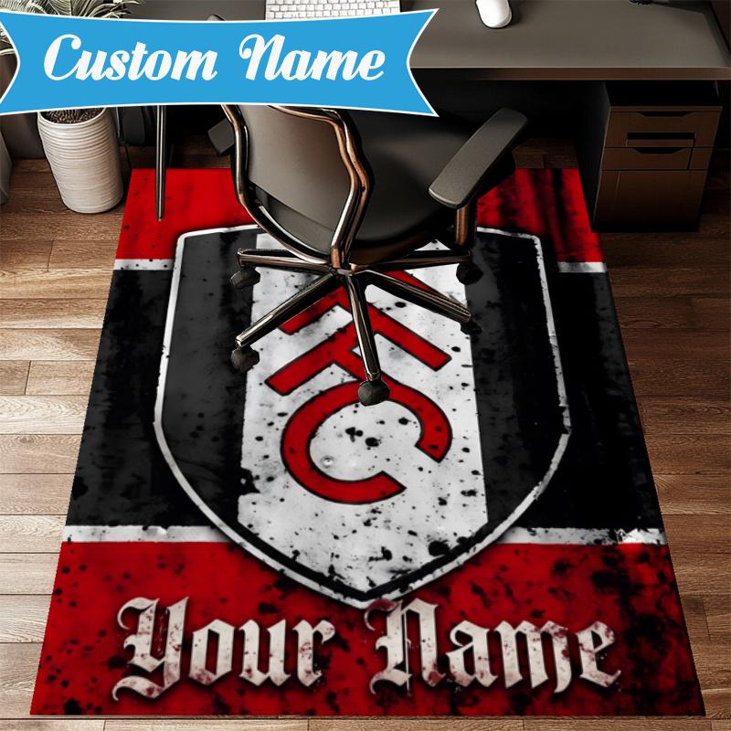 Custom Name Fulham Emblem Carpet Non-Slip Area Rug, Durable Polyester, Ideal for Living Room, Bedroom, Entryway, Decorative Gift