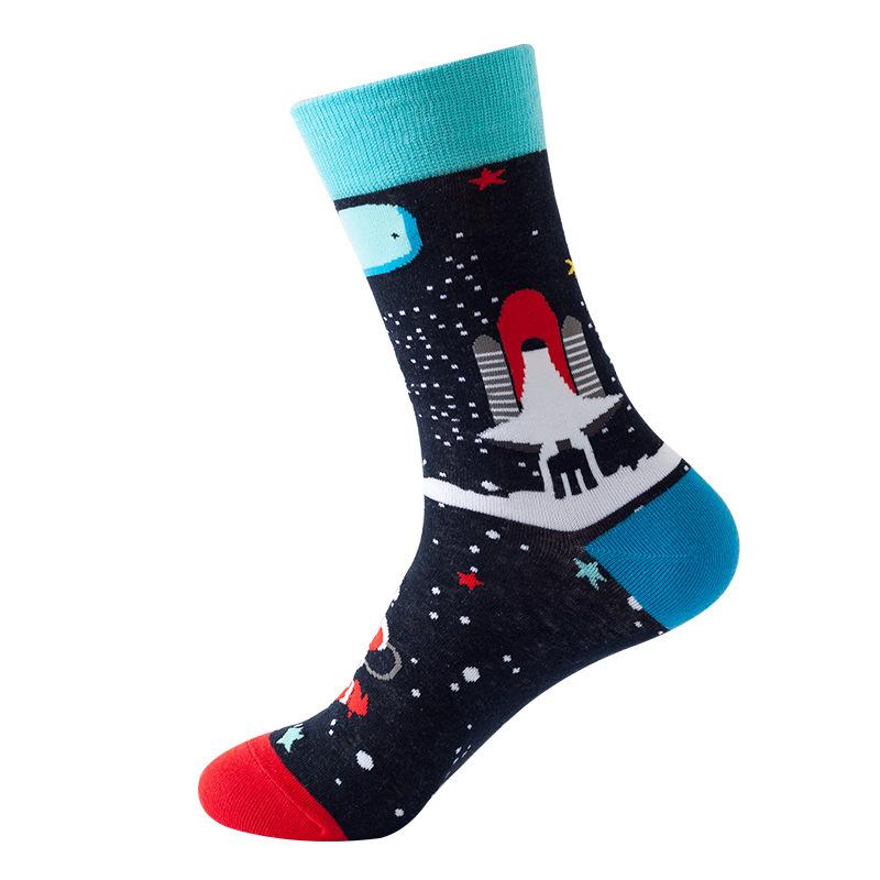 1 пара забавных носков Ins Astronaut Airplane Heaven Body Middle Tube для мужчин Happy Socks Streetwear из хлопка для мужчин, скейтбордистов, для мальчиков, для взрослых