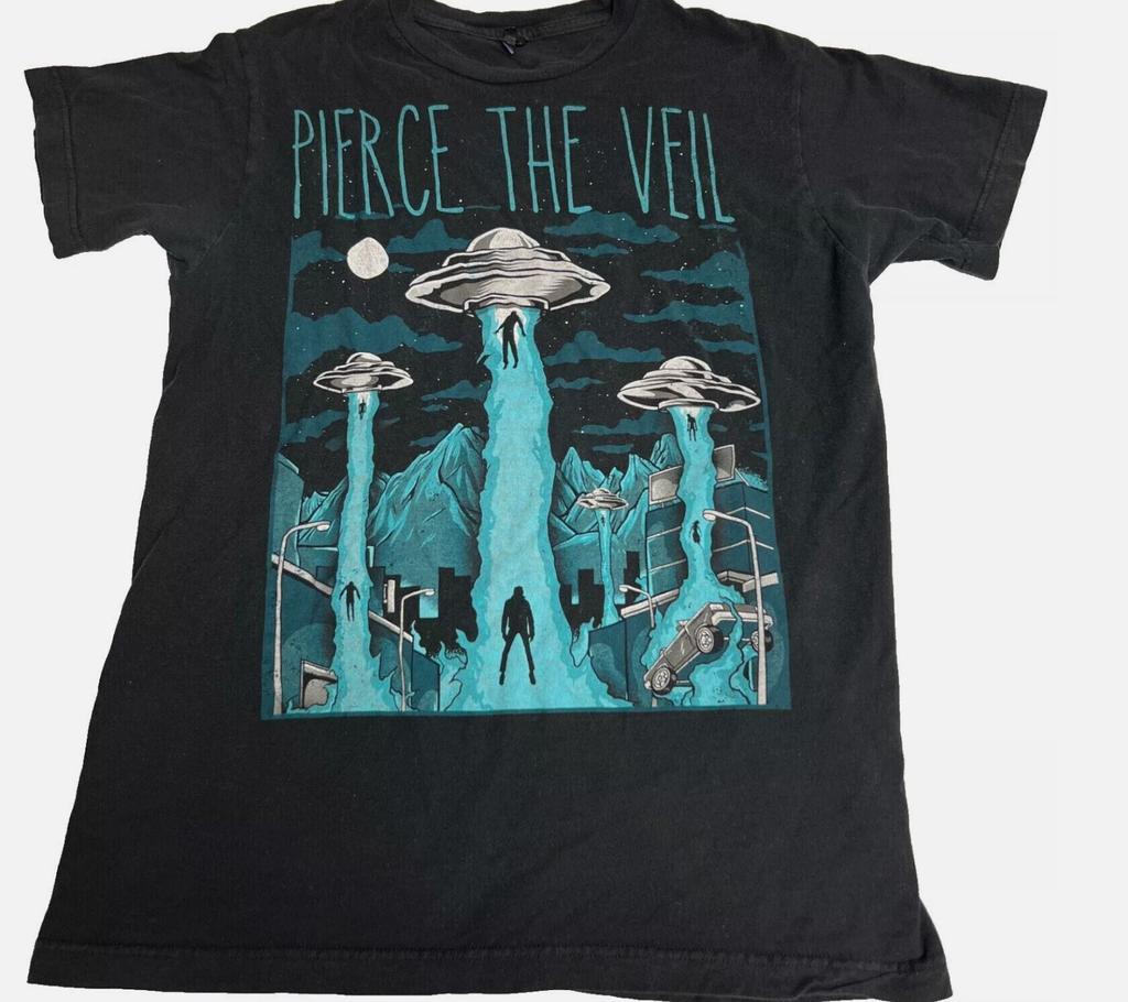 Футболка группы Pierce The Veil Футболка с НЛО Похищение Хлопок Унисекс Футболка S-5XL